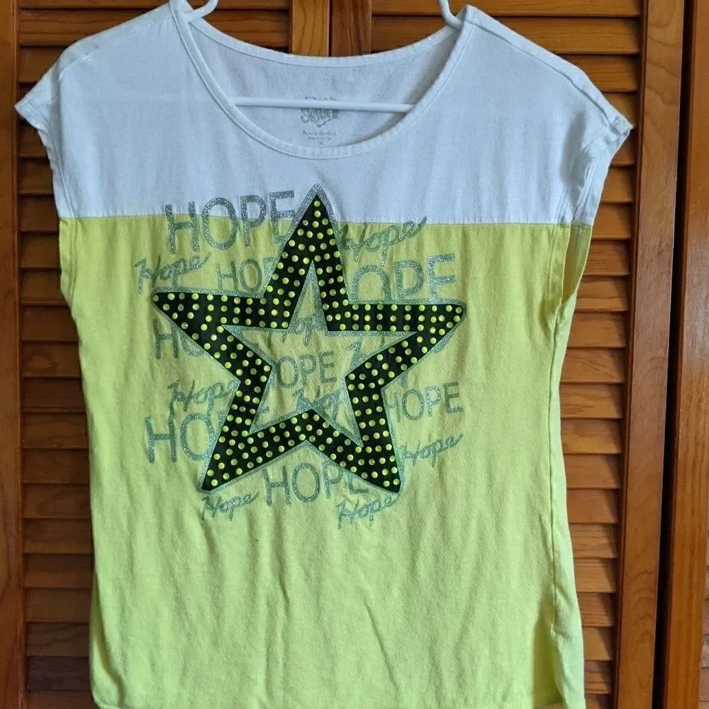JUSTICE Yellow Star shirt Hope Size 16